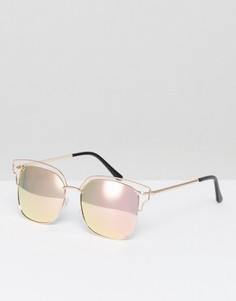 Солнцезащитные очки в прямоугольной металлической оправе с зеркальными линзами AJ Morgan - Золотой