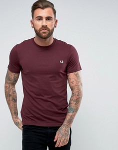 Фиолетовая узкая футболка с круглым вырезом и логотипом Fred Perry - Красный