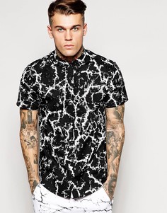 Удлиненная рубашка с мраморным эффектом AKA эксклюзивно для ASOS - Черный