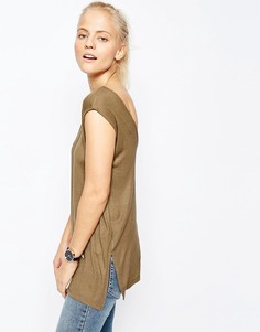 Длинный топ с V-образным вырезом сзади и разрезами по бокам ASOS - Бесцветный