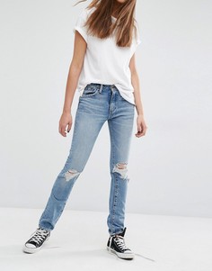 Рваные прямые джинсы с завышенной талией Levis 505 - Синий Levis®
