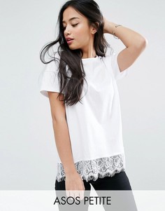 Футболка с кружевом ASOS PETITE - Белый