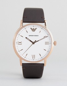 Часы с коричневым кожаным ремешком Emporio Armani AR11012 - Коричневый