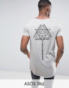 Длинная футболка с принтом ASOS TALL - Серый
