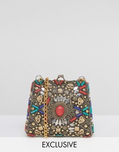 Сумка через плечо с отделкой разноцветными камнями Reclaimed Vintage Inspired - Золотой