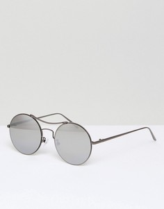 Солнцезащитные очки-авиаторы с зеркальными стеклами в круглой оправе Pieces Kaitlyn - Серебряный