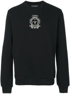 bead embroidered crowned bee sweatshirt Dolce &amp; Gabbana