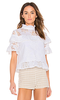 Ruffle neck lace mix top - J.O.A.
