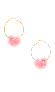 Fuzzy pom pom hoops - Ettika