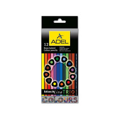 ADEL Карандаши цветные Blackline-PB TRIO трехгранные, 12 цветов.