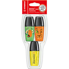 Набор текстовыделителей BOSS MINI FUNNIMALS 3цв желт,ораж,зел Stabilo