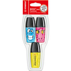 Набор текстовыделителей  BOSS MINI FUNNIMALS 3цв желт,розов,голуб Stabilo