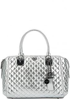 Стеганая сумка серебристого цвета Guess