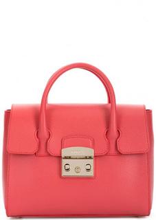 Кожаная сумка цвета фуксии с откидным клапаном Furla