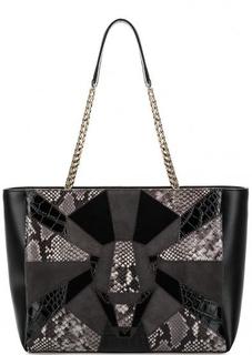 Вместительная кожаная сумка в стиле пэчворк Cavalli Class