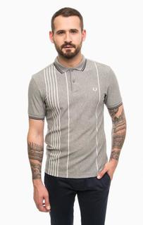 Серая хлопковая футболка поло в полоску Fred Perry