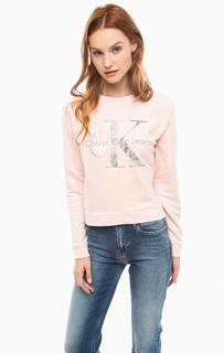 Хлопковый свитшот с логотипом бренда Calvin Klein Jeans