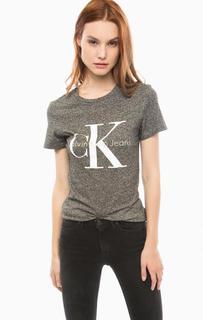 Хлопковая футболка с логотипом бренда Calvin Klein Jeans