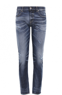 Джинсы прямого кроя с потертостями 7 For All Mankind