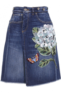 Джинсовая юбка-миди с фактурной отделкой Dolce &amp; Gabbana