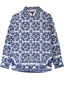 Хлопковая рубашка прямого кроя с принтом Dolce &amp; Gabbana