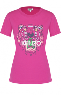 Хлопковая футболка с контрастным принтом Kenzo