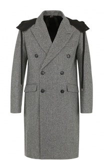 Двубортное пальто из смеси шерсти и кашемира с капюшоном No. 21