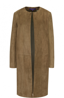 Замшевое пальто прямого кроя с круглым вырезом Ralph Lauren