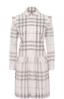 Хлопковое платье-рубашка в клетку Burberry