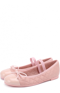 Кожаные балетки с лаковой отделкой и декором Pretty Ballerinas