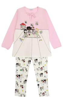 Пижама из эластичного хлопка с принтом Dolce &amp; Gabbana