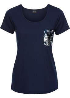 Футболка с двухсторонними пайетками (ночная синь) Bonprix