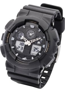 Мужские часы в спортивном стиле (черный) Bonprix