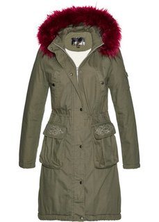 Парка с апплицированными стразами (хаки/ягодный) Bonprix