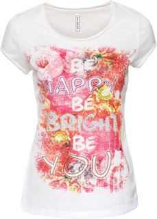Футболка со стразами (белый с рисунком) Bonprix