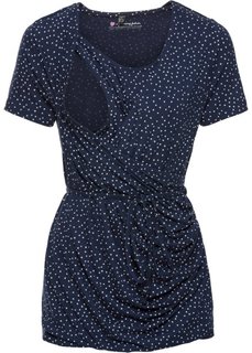 Для будущих мам: футболка с коротким рукавом и функцией кормления (темно-синий/цвет белой шерсти в горошек) Bonprix