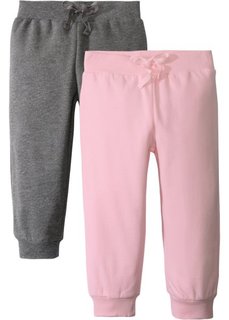 Трикотажные брюки (2 шт.) (розовый + серый меланж) Bonprix