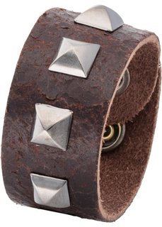 Мужской кожаный браслет с заклепками (темно-коричневый) Bonprix