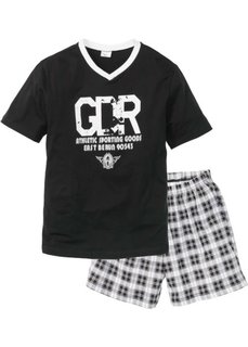 Пижама с  шортами (черный/белый) Bonprix