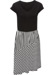 Трикотажное платье с полосками (черный/белый в полоску) Bonprix