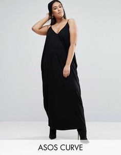 Платье макси с драпировкой ASOS CURVE - Черный