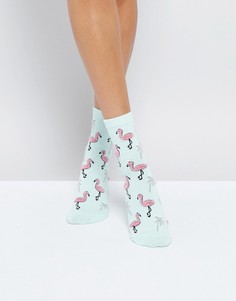 Пушистые носки с фламинго ASOS - Зеленый