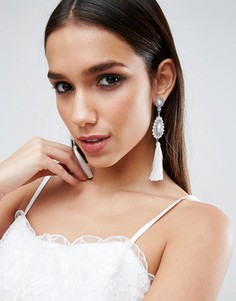 Броские серьги с кисточками ASOS WEDDING - Белый