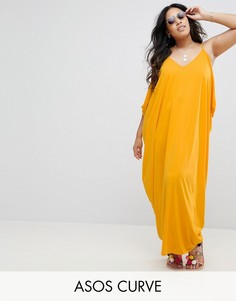 Платье макси с драпировкой ASOS CURVE - Желтый
