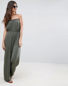 Трикотажный комбинезон‑бандо с широкими штанинами ASOS - Зеленый