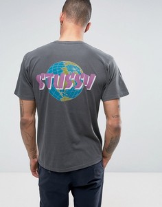 Футболка с принтом Global на спине Stussy - Черный