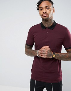 Обтягивающая футболка-поло в рубчик ASOS - Красный