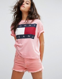Футболка в стиле 90-х с логотипом Tommy Jeans - Розовый
