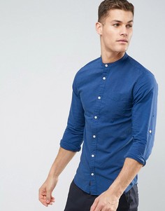 Премиум-рубашка узкого кроя из ткани с добавлением льна Jack &amp; Jones - Синий