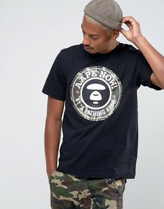 Футболка с большим камуфляжным логотипом AAPE By A Bathing Ape - Черный